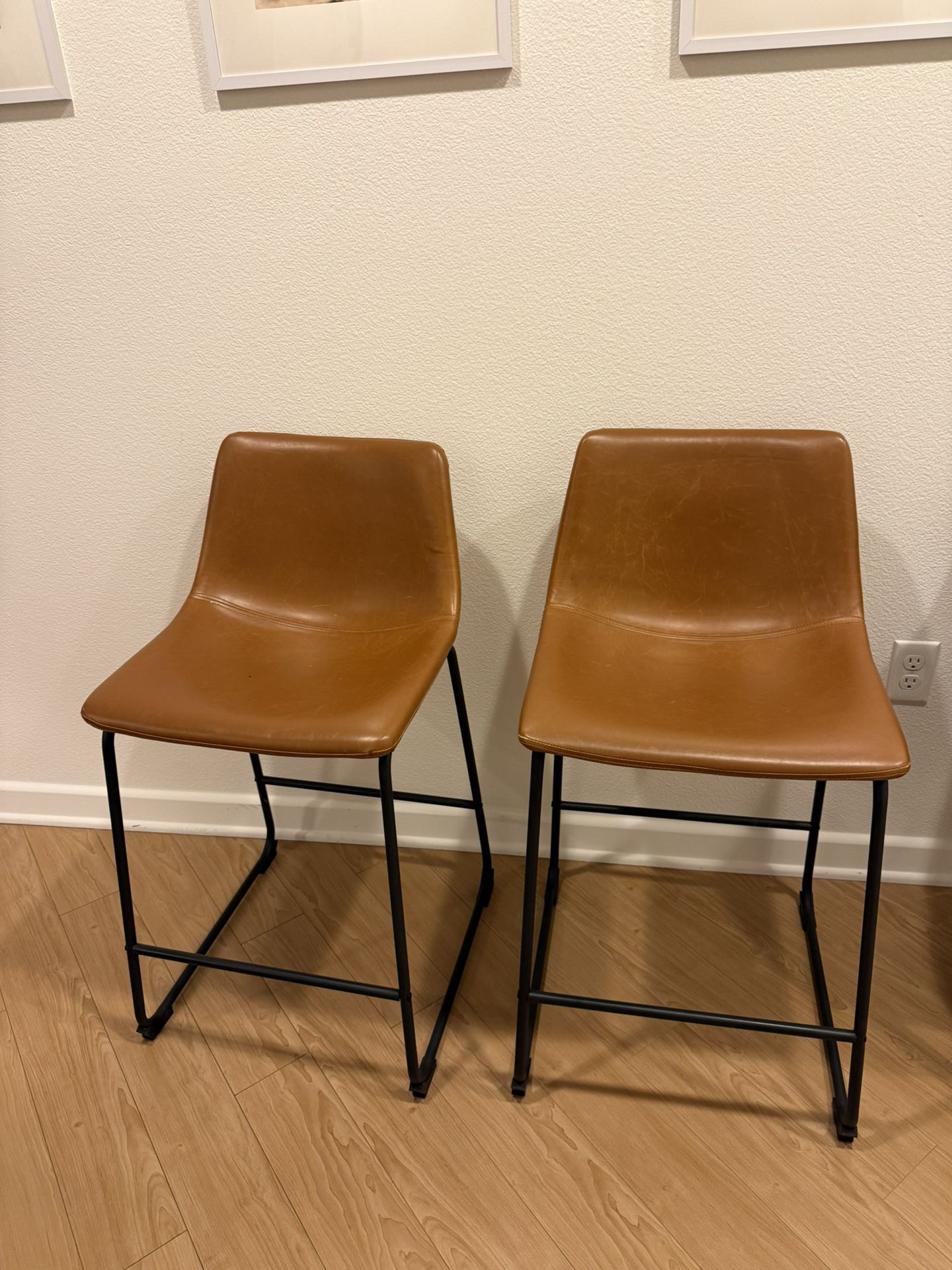 Leather Bar Stools - Set Of 2