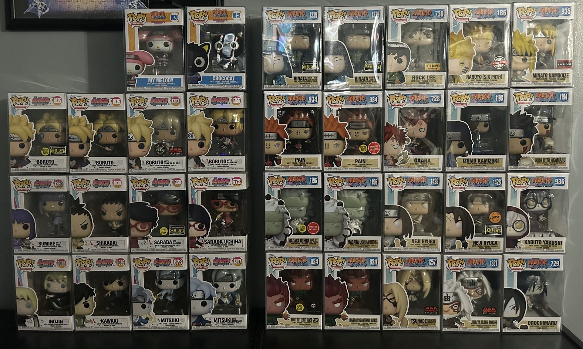 Naruto Funko Pops! Lot Of 34 with pop protectors
