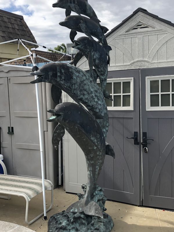 Bronze 5 Dolphins Swimming Pool Statue Fountain 9’ Tall for Sale in