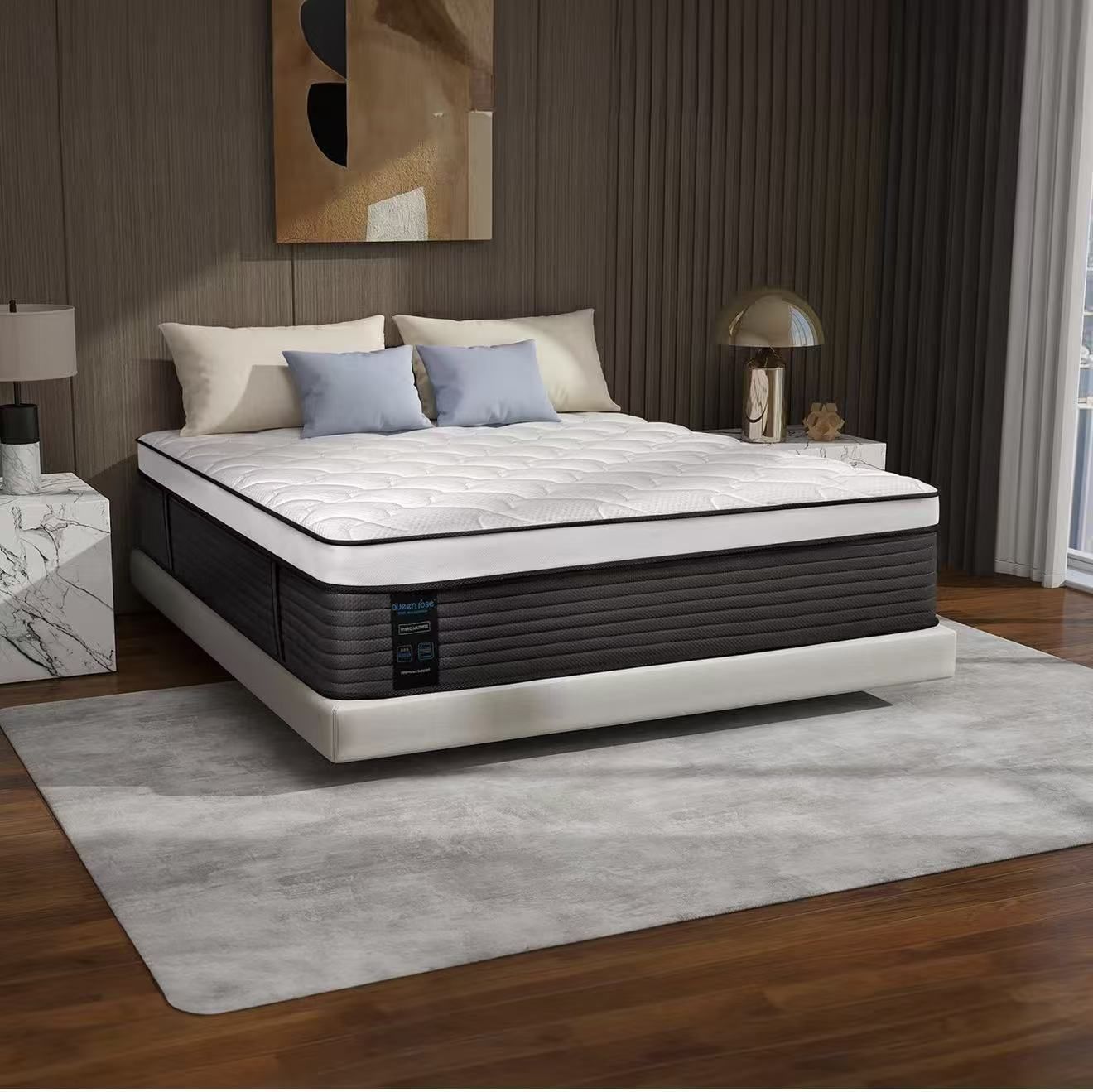 Queen rise Queen Mattress, 12 Inch Hybrid Mattress in a Box, Edge Support, Back Pain Relief, Cooling Pillowtop Gel-Memory Foam & Individual Pocket Inn