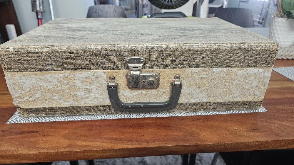 Vintage Suitcase W/Lace