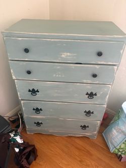 Vintage American wood 5 drawer chest cabinet