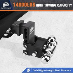 METOWARE Adjustable Trailer Hitch Fits 2-Inch Receiver - Heavy Duty Drop Hitch