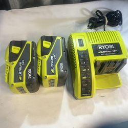 Ryobi Lithium 56 Wh 24v Battery and Charger Bundle OP242 OP140 TESTED FAST