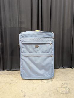 Light Blue Rolling Suitcase with Retractable Handle