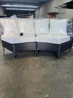 Queshawn 76" Wide Outdoor Wicker Loveseat with Cushions