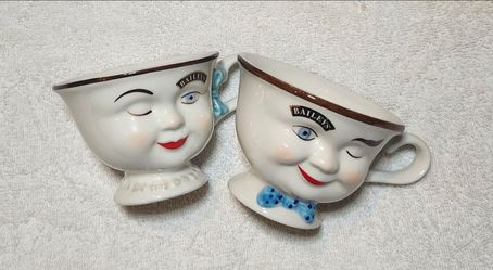 Baileys coffee cups, sugar bowl, and creamer