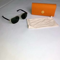 Tory Burch TY6070 32729A Sunglasses – Gold Frame, Polarized Green Lenses – With Case