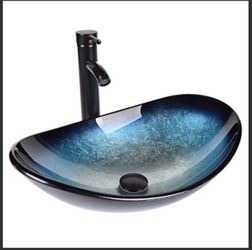 💲8️⃣5️⃣ Sink Bathroom Artistic Glass Vessel 