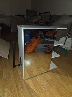 White Medicine Cabinet with Mirror and Shelves