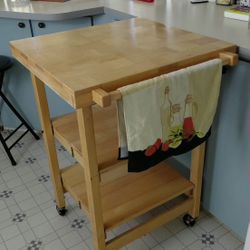 Butcher Block Collapsible Prep Cart