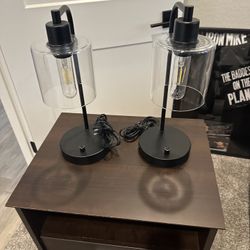 Two Black Lamps With USB Ports 