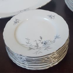 Royal Karlsbad Blue Fantasy, 8 Dinner Plates, 8 Bread Plates, And A Platter 
