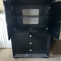 Black Armoire And Two End Tables