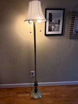Brass Floor Lamp with Dual Pull Chains
