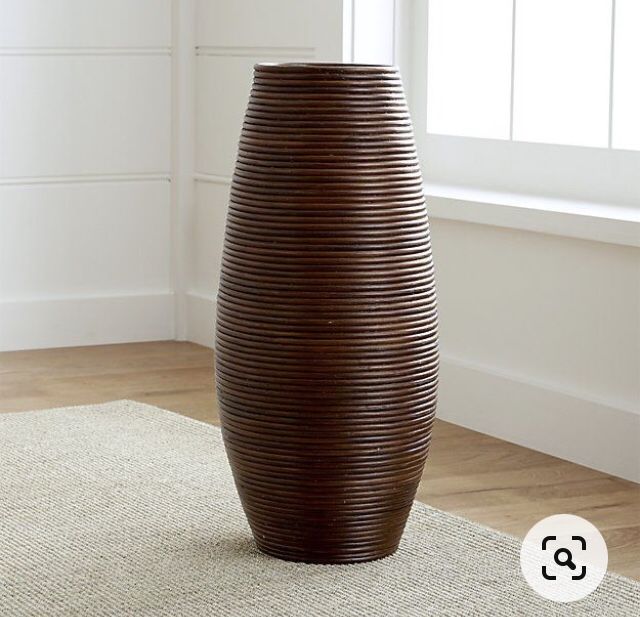 Crate Barrel galang coiled rattan floor vase umbrellas stand NEW 24”hx10”wx10”d serious buyer ONLY