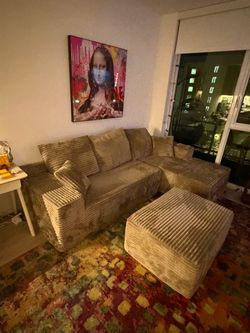 Boneless Sectional Memory Foam Sofa with Ottoman