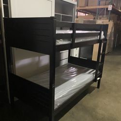  Twin over twin espresso or white Bunk Bed. Comes in boxes and requires assembly. Assembly not included. Comes with tool and instructions. Free delive
