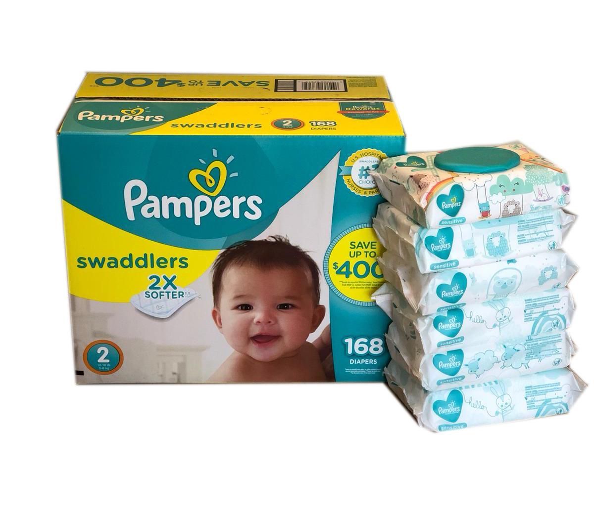 Pampers Swaddlers Diapers/Pampers Sensitive Wipes