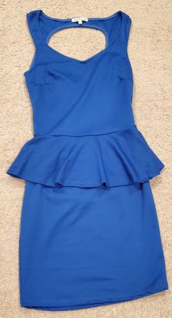 Charlotte Russe Blue Peplum Dress With Cutout Backside Size S