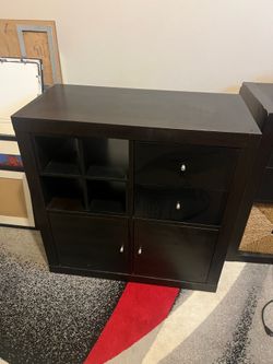 KALLAX Shelf unit, black-brown,with drawers and doors