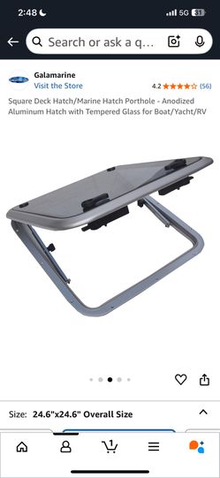 Square Deck Marine Hatch - Anodized Aluminum Hatch with Tempered Glass for Boat/Yacht/RV