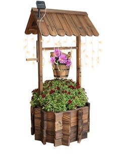 Garden Wooden Decor Rustic Wishing Well