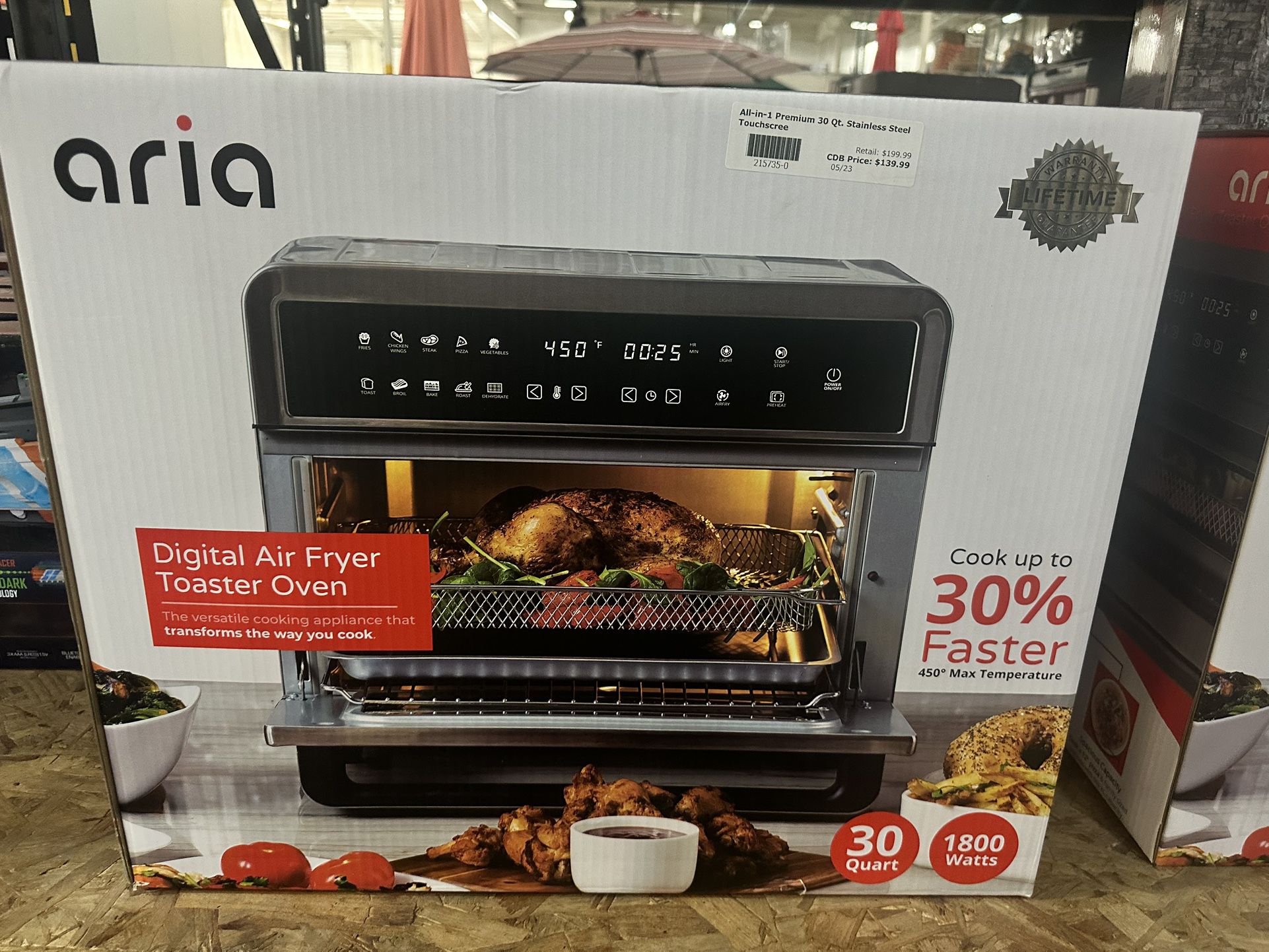 ARIA All-in-1 Premium 30 Qt. Stainless Steel Touchscreen Air Fryer