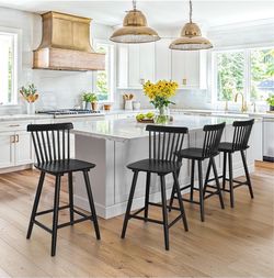 Black Windsor Counter Stools Set of 4