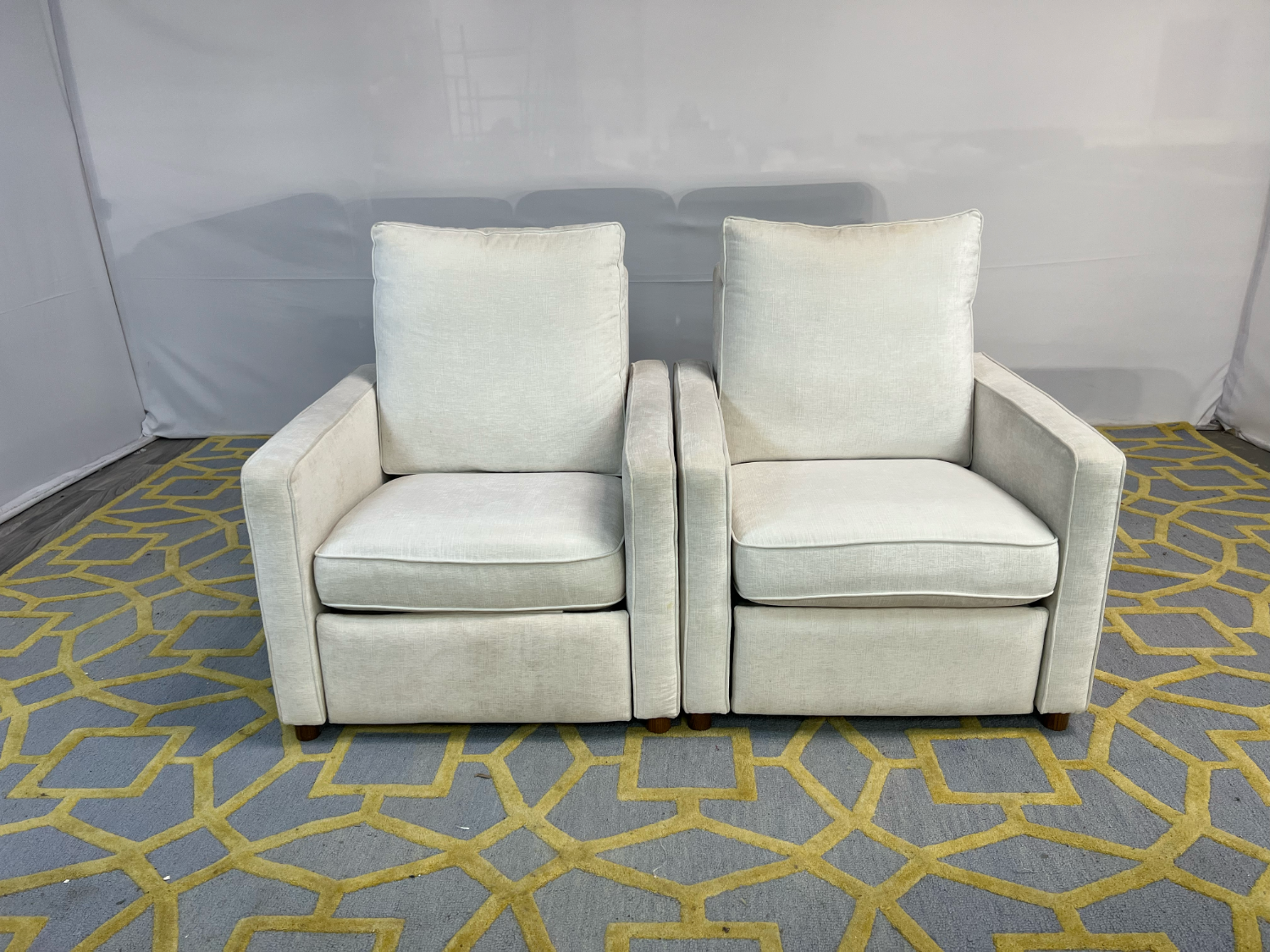 ( Delivery Available ) Interior Define White Sadie Recliner Chair Set