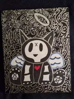 Hand drawn skelanimals kitty drawn by me ☠️