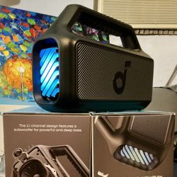 Soundcore (Boom V2) Bluetooth Portable Speaker 80W, Floatable, 24Hr Playtime, Led Lights, Powerbank