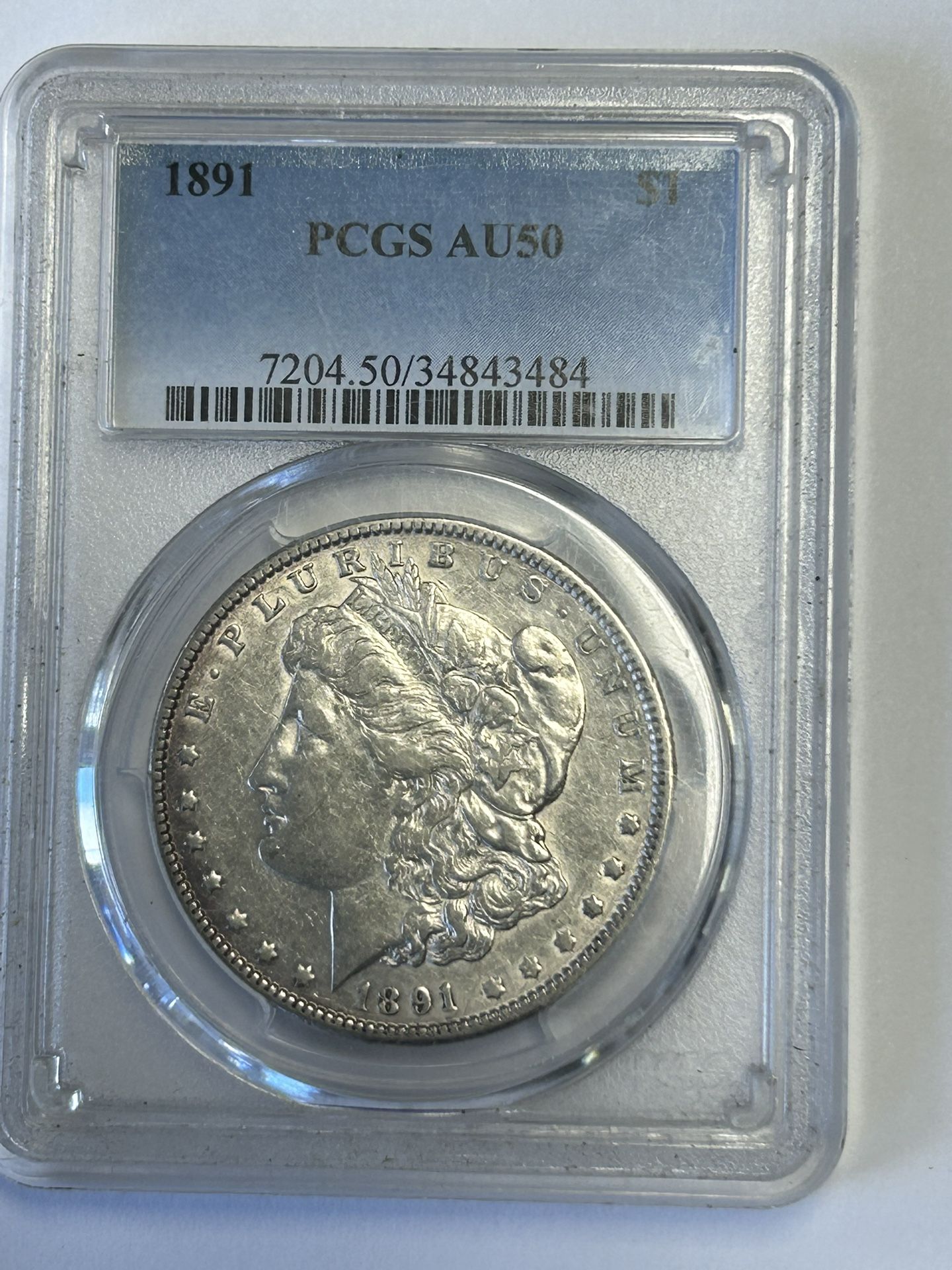 MORGAN SILVER DOLLAR 1891 PCGS AU50