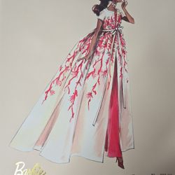 🎀 RARE SILKSTONE BARBIE COLLECTIBLE PRINT -Palm Beach Coral Barbie -- 20" x 16" -- Robert Best Limited Edition (with COA)