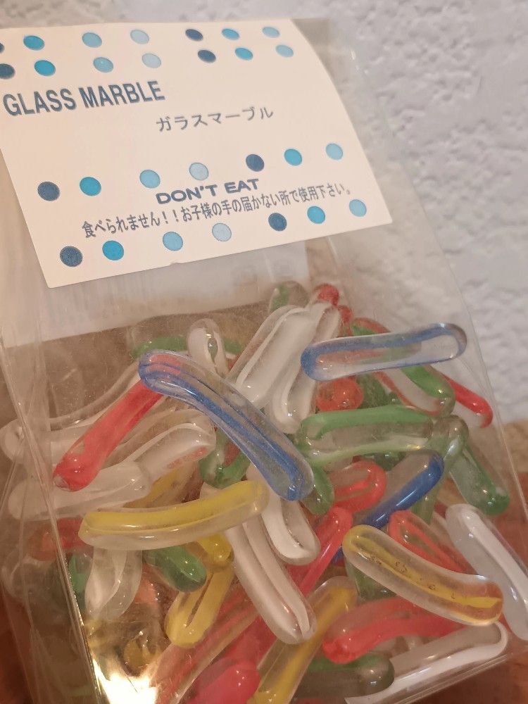 Vintage Bizarre Unique Hotdog Shape Multi Color Collectible Marbles From Japan