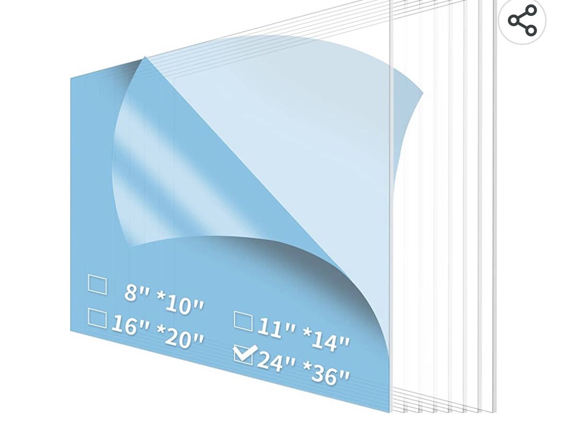 Art3d 5-Pack of 24×36" PET/Plexiglass Sheets