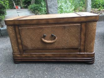 Vintage trunk with pull out drawer. Can be used as coffee table. 50.00