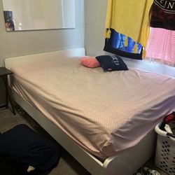 White Full Bed Frame And Mattress 