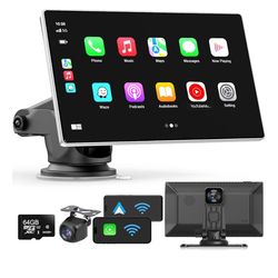 Wireless Carplay Touchscreen with 4K Dash Cam, 9"