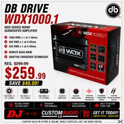 DB Drive WDX1000.1 Mono Subwoofer Amplifier 2000 Watts Max WDX Series with Bass Knob Control 🚨 Payment Options Available 🚨