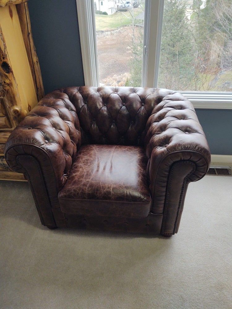 Winchester Distressed Brown Leather Club Chair