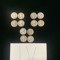 32-64 (12) SILVER Washington Quarters 90% 