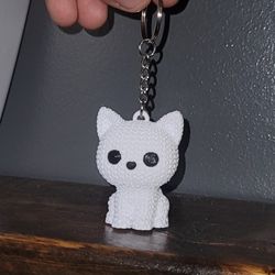 cute knitted White Cat Keychain