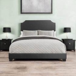 New Queen Size Dark Gray Upholstered Bed