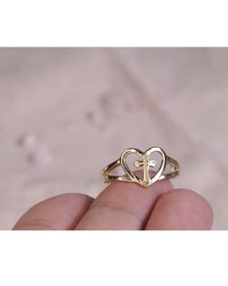 Gold Heart Cross Ring