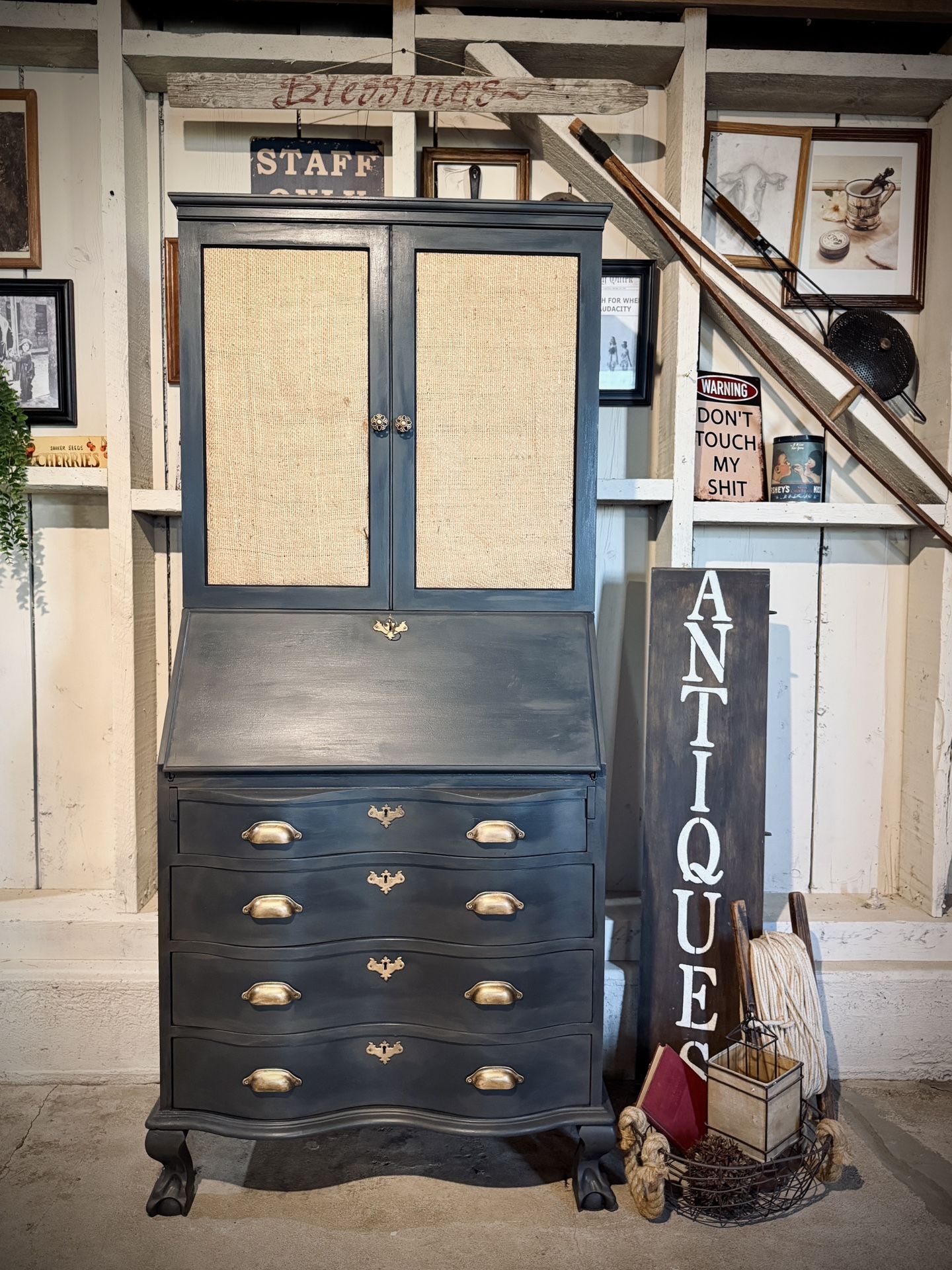 1950’s Vintage Secretary Desk Bookcase 