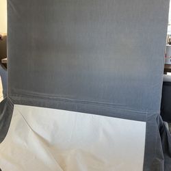 Restoration Hardware king size grey headboard and built in skirt