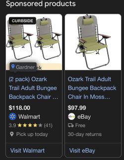 Ozark Trail Adult bungee Backpack Chair