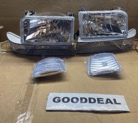 #44 Fit 92-96 Ford F150 F250 F350 Bronco Chrome Amber Headlight Lamp Lights