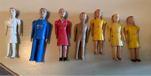 Vintage Plastic Dollhouse Family Figures Set of 7